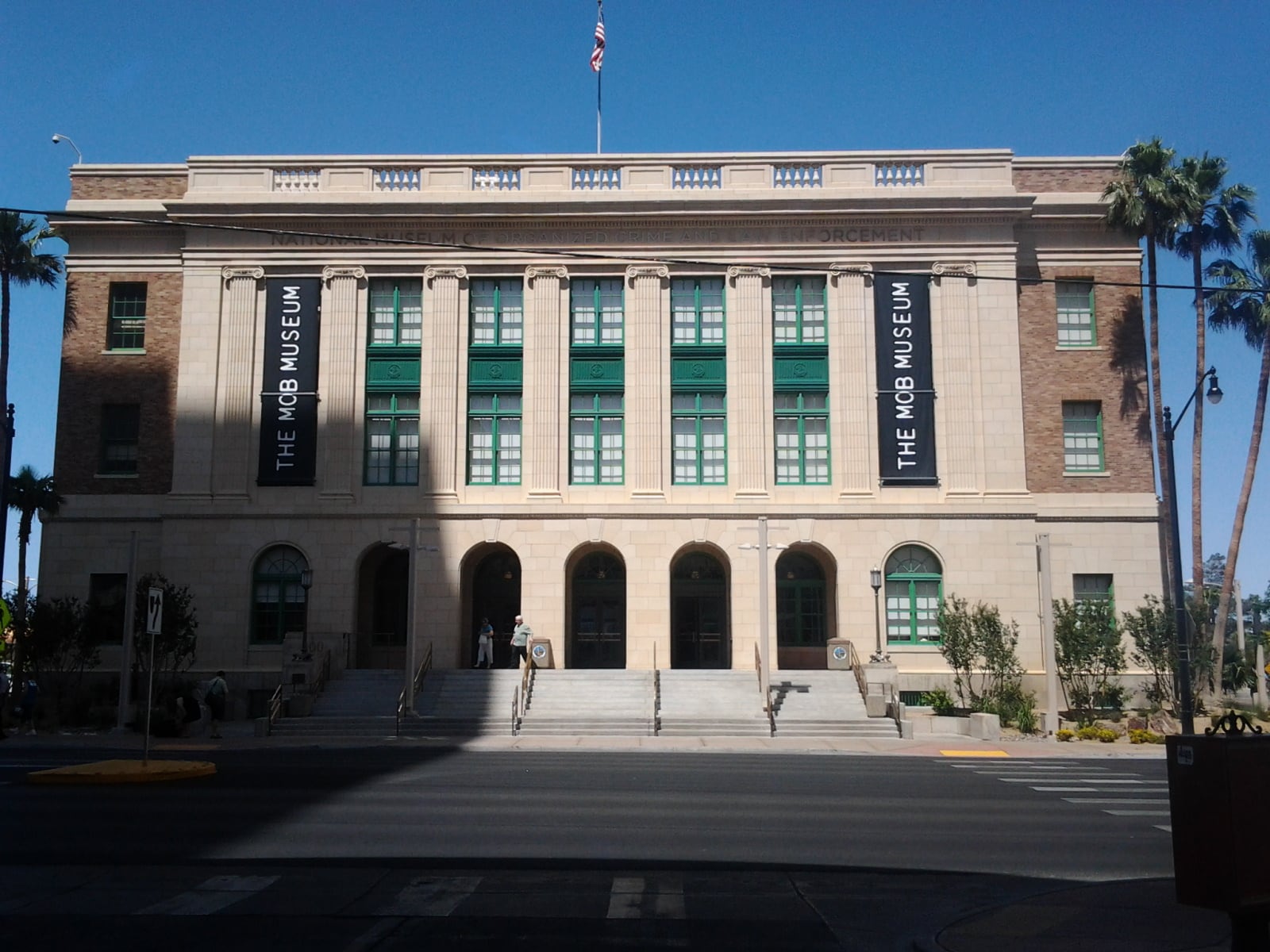 Historic federal courthouse building housing The Mob Museum in downtown Las Vegas